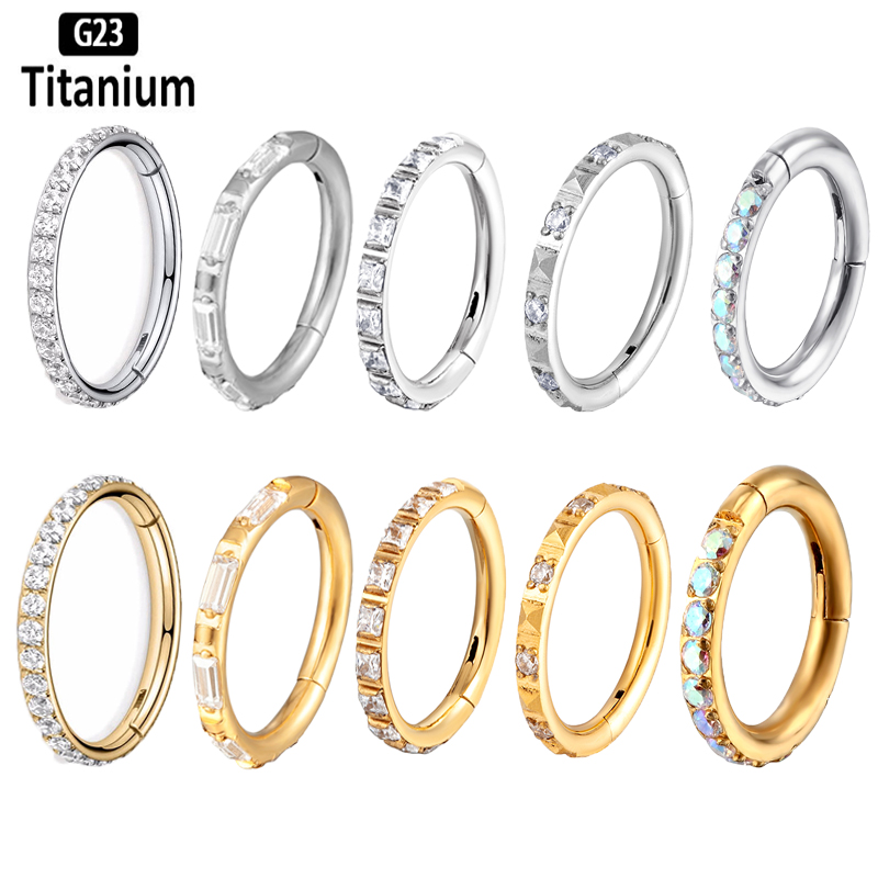 Zoor Body Jewelry - ASTM F136 ต่างหูไทเทเนียมคุณภาพสูงZirconสูงSegmentแหวนจมูกเปิดขนาดเล็กSeptum Piercing Helix Lobe
