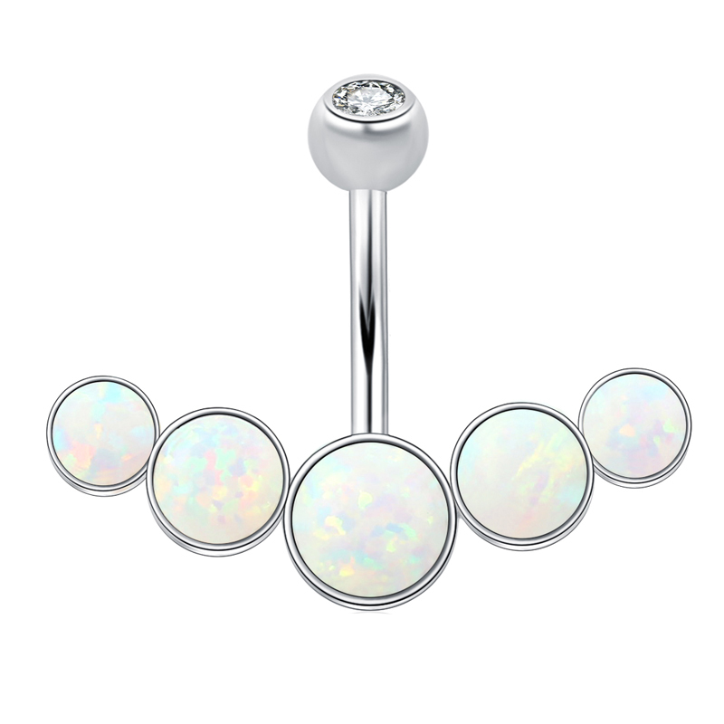 Body Jewelry Materials - แหวนเจาะสะดือ วัสดุเงินแท้ 925 แท่งเจาะสะดือ โอปอลเทียม ทรงกลม