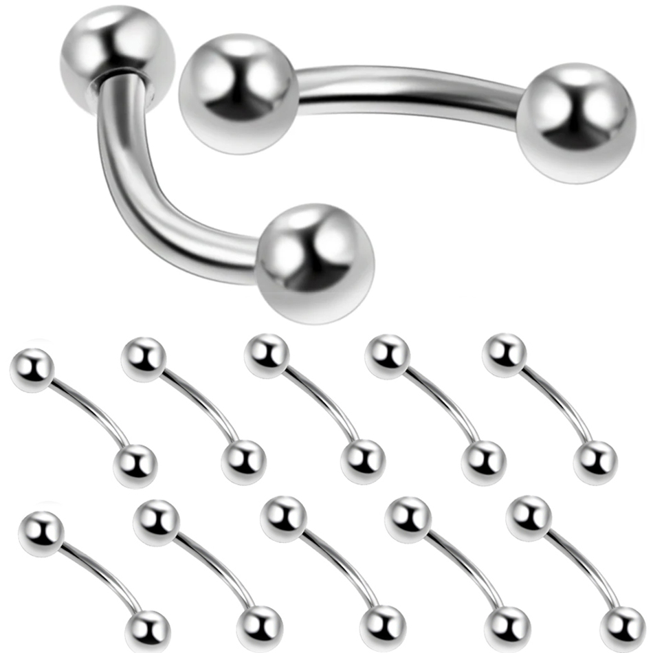 Zoor Body Jewelry - 10 ชิ้น/ล็อตเหล็กคิ้วกล้วยเจาะแหวนโค้ง Barbell แหวน Snug Daith