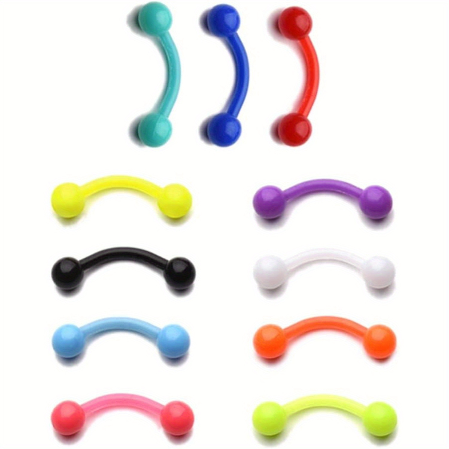 Body Jewelry Materials - 11 ชิ้น 8mm สีพลาสติกคิ้วเล็บนุ่มริมฝีปากเล็บกระดูกอ่อนต่างหูจมูกเล็บร่างกายพรุนเครื่องประดับ
