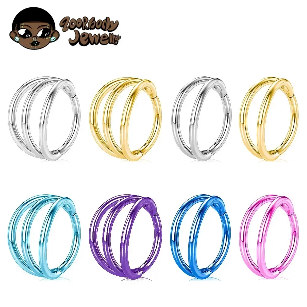 Zoor Body Jewelry - ASTM F136 ไทเทเนียม 3 ชั้นบานพับ Septum