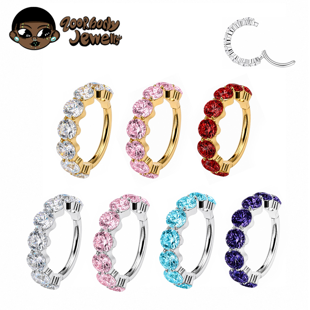 Zoor Body Jewelry - ต่างหูไทเทเนียม ZOOR F136 ประดับเพชรซิคอน ดีไซน์หรูหรา น้ำหนัก