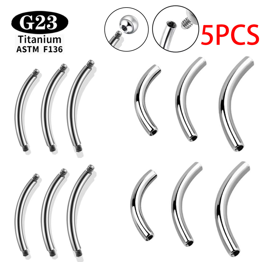 Zoor Body Jewelry - ชุดอุปกรณ์เจาะคิ้วแบบโค้ง 5 ชิ้น/ชุด ทำจากไทเทเนียม ASTM F136