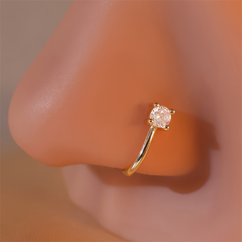 Body Jewelry Materials - แหวนจมูกทรงกลมแบบไม่เจาะรู 1 ชิ้น วัสดุทองเหลือง ปรับขนาดได้ ของขวัญวันแม่สำหรับคุณแม่