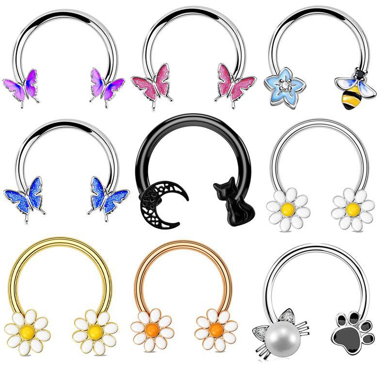 Body Jewelry Ear Piercing - แหวนเจาะจมูก 16G แบบวงแหวน ทำจากเหล็กกล้าผ่าตัด ใช้ได้กับการเจาะกระดูกอ่อน หู