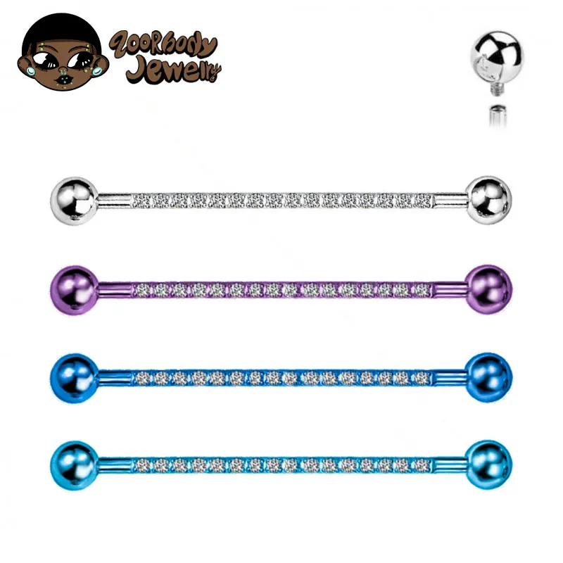 Body Jewelry Implants - F136 Implant เกรดไทเทเนียม 14G ด้ายภายในอุตสาหกรรม Barbell