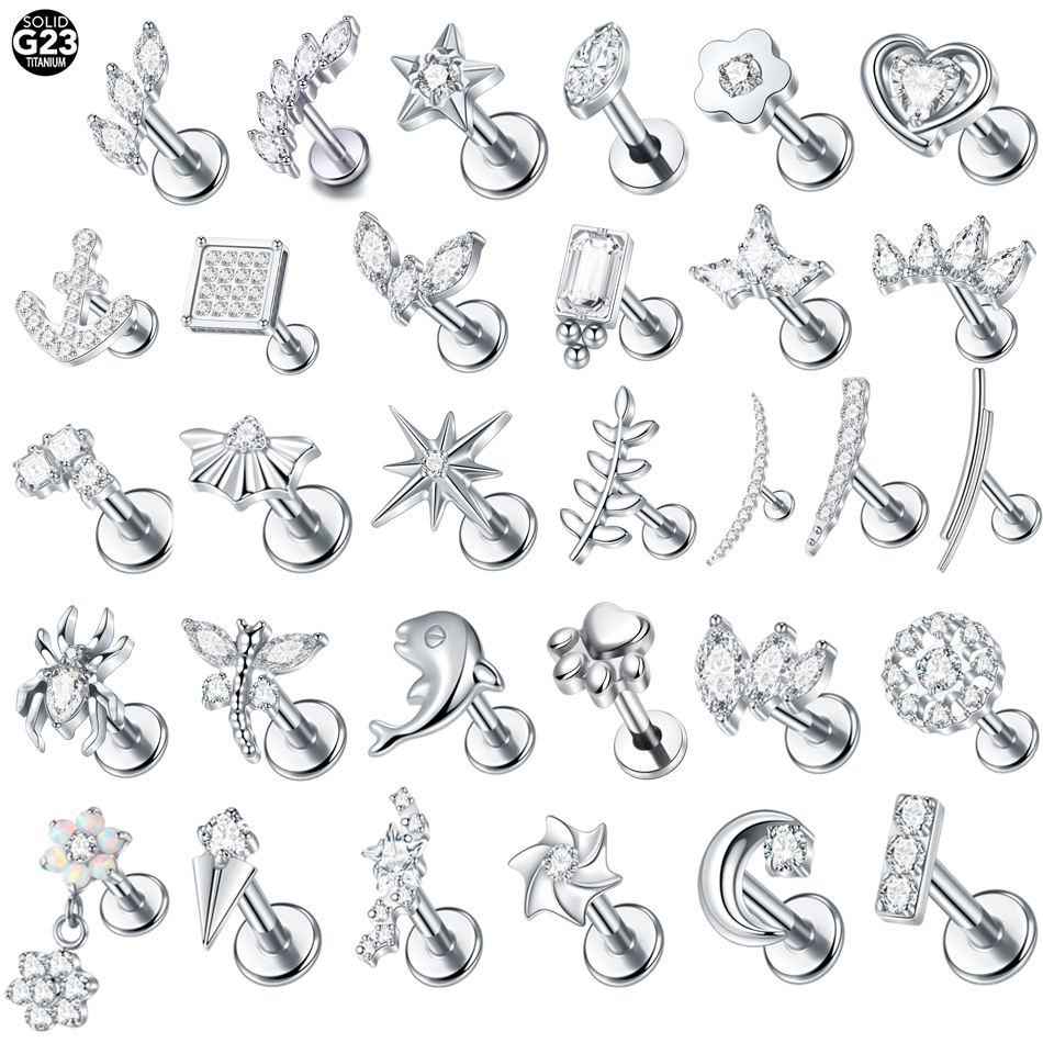 Zoor Body Jewelry - 1 PC ไทเทเนียม EAR STUD กระดูกอ่อน