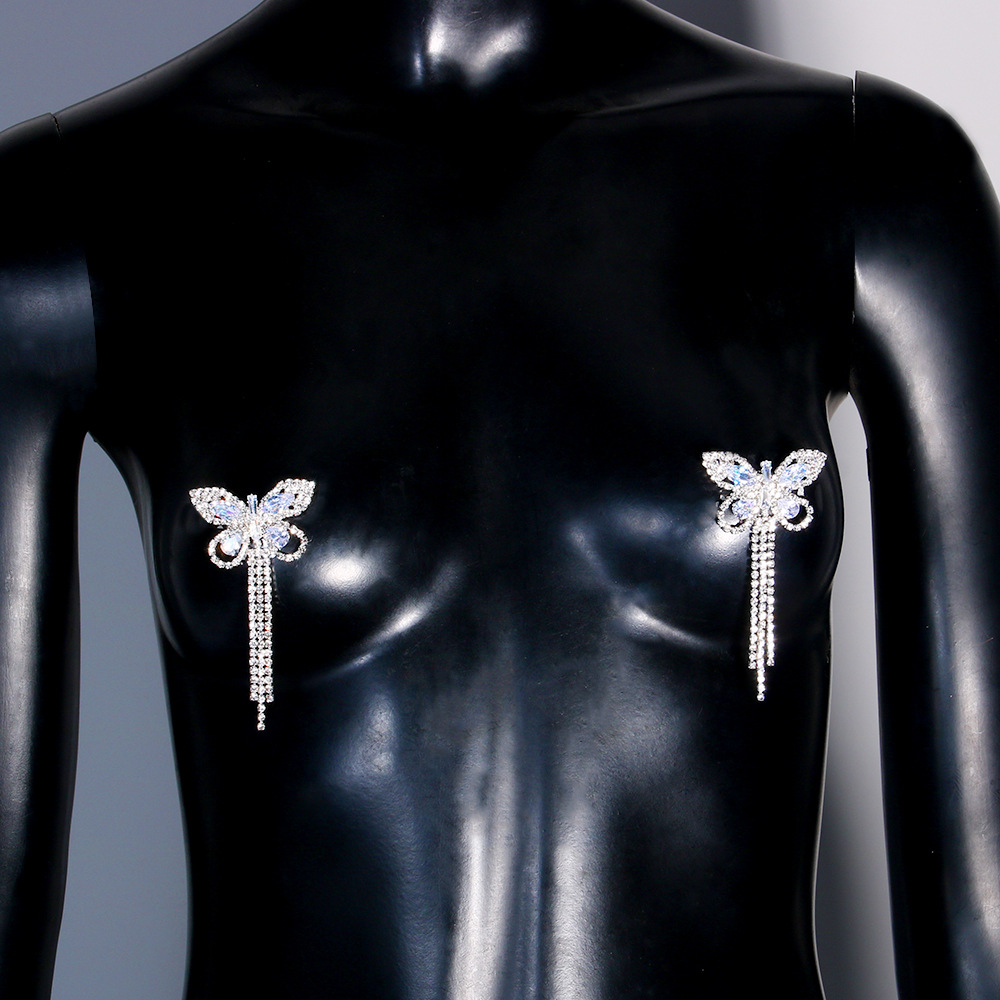 สติกเกอร์ติดหัวนมมีพู่รูปผีเสื - Body Jewelry Nipple Chain บทวิจารณ์และราคา