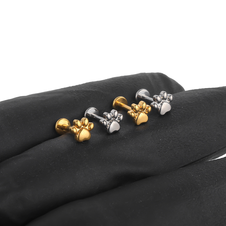 1ชิ้นต่างหูเม็ดกลมพิมพ์อุ้งเท้ - Body Jewelry Implants บทวิจารณ์และราคา