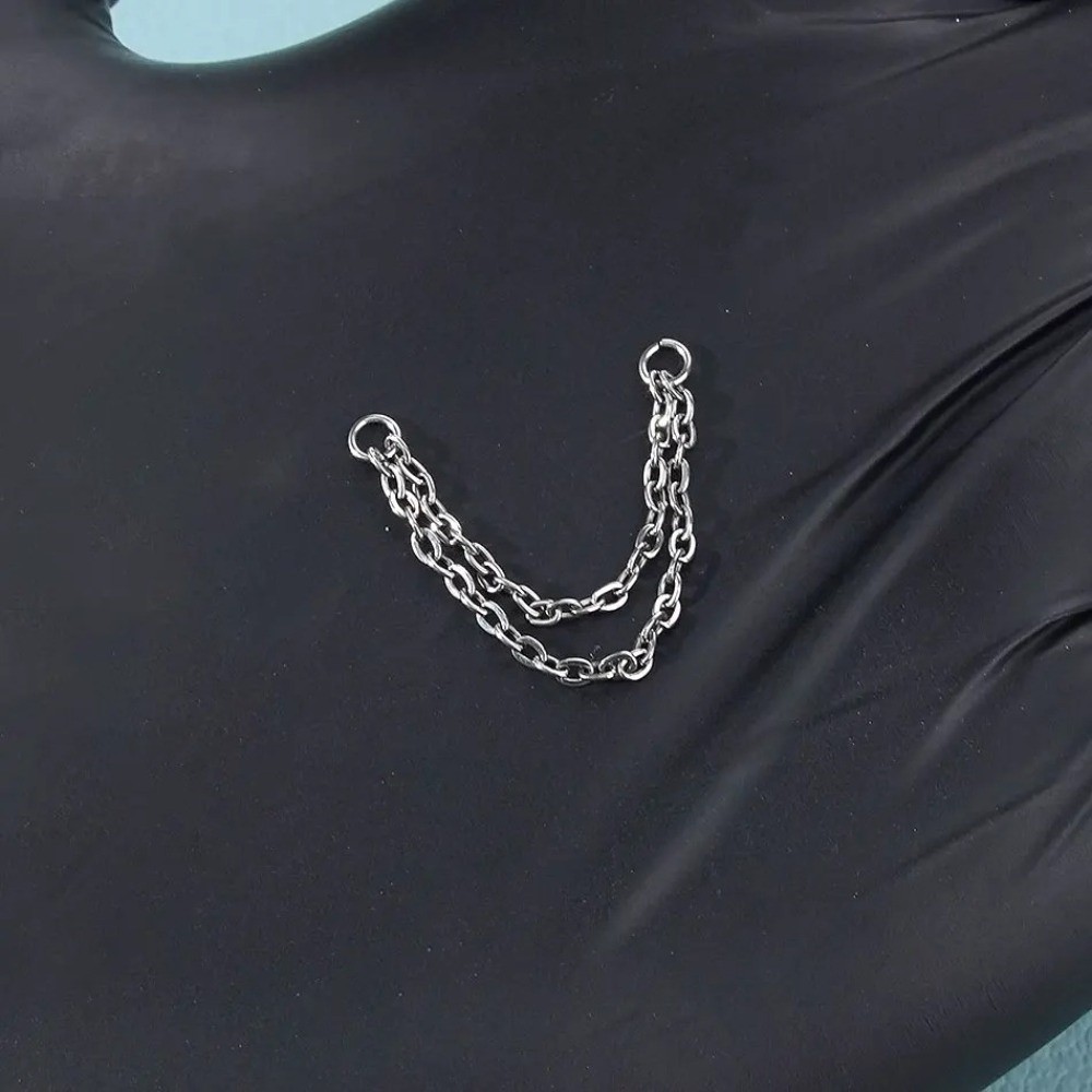 โซ่จมูกไทเทเนียม 3 ชั้น โซ่คู่ - Body Jewelry Ear Piercing บทวิจารณ์และราคา