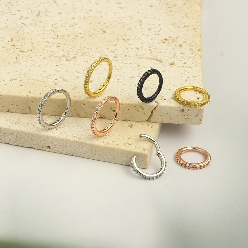 แหวนจมูกใส 16G ประดับเพชร CZ ว - Body Jewelry Ear Piercing บทวิจารณ์และราคา