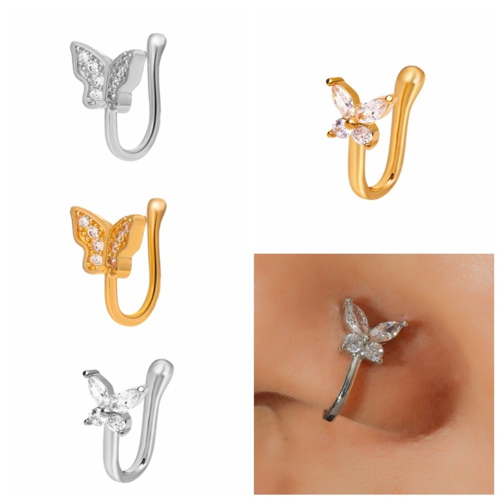 แหวนจมูกรูปผีเสื้อประดับเพชรซิ - Body Jewelry Ear Piercing บทวิจารณ์และราคา