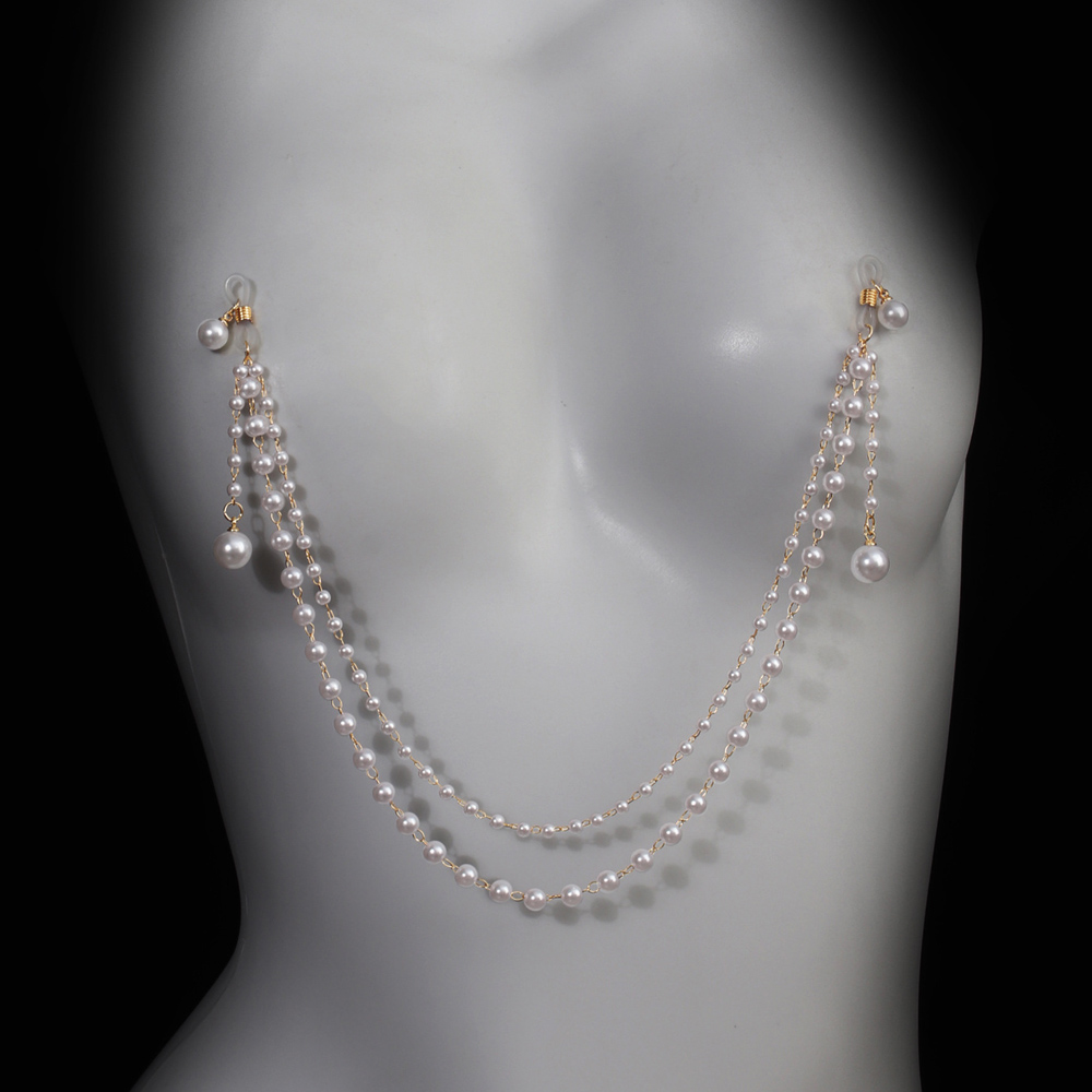 สร้อยคอประดับมุกเทียมแบบพู่ห้อ - Body Jewelry Nipple Chain บทวิจารณ์และราคา