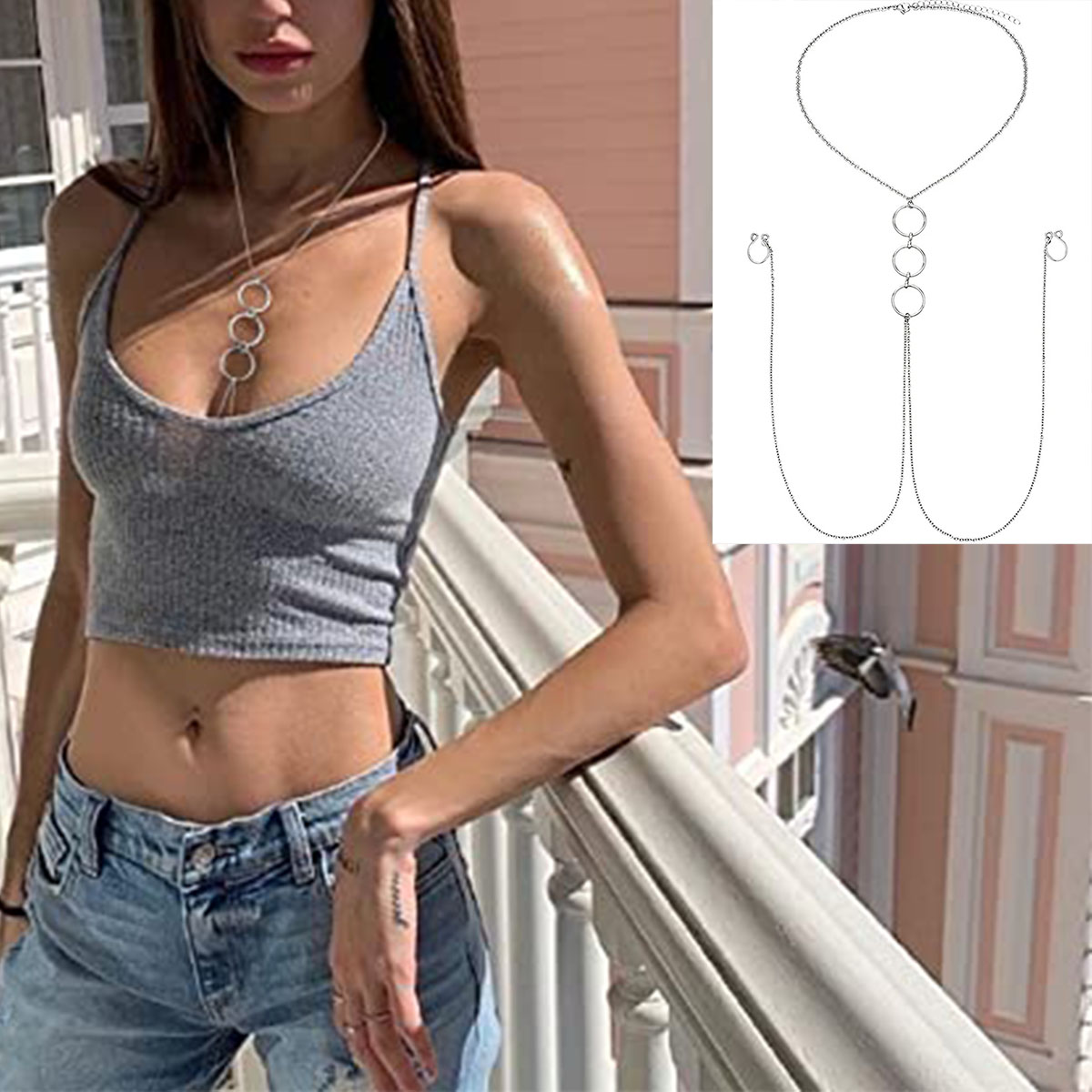 แหวนหัวนมปลอมทำจากสเตนเลสสตีลข - Body Jewelry Nipple Chain บทวิจารณ์และราคา