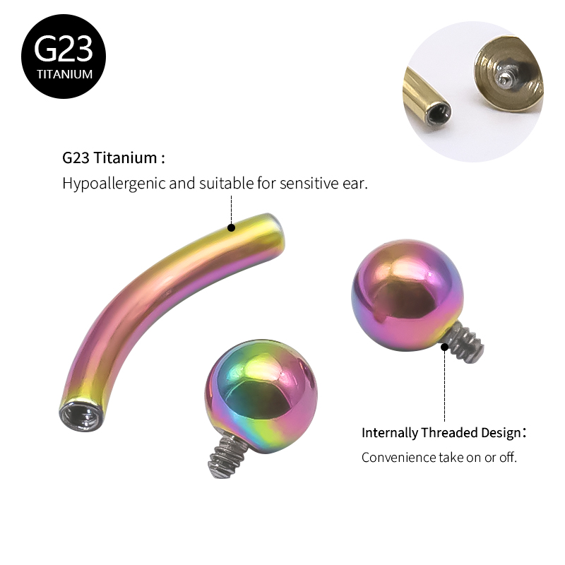 1PC ไทเทเนียมโค้ง Barbells ด้า - Zoor Body Jewelry บทวิจารณ์และราคา