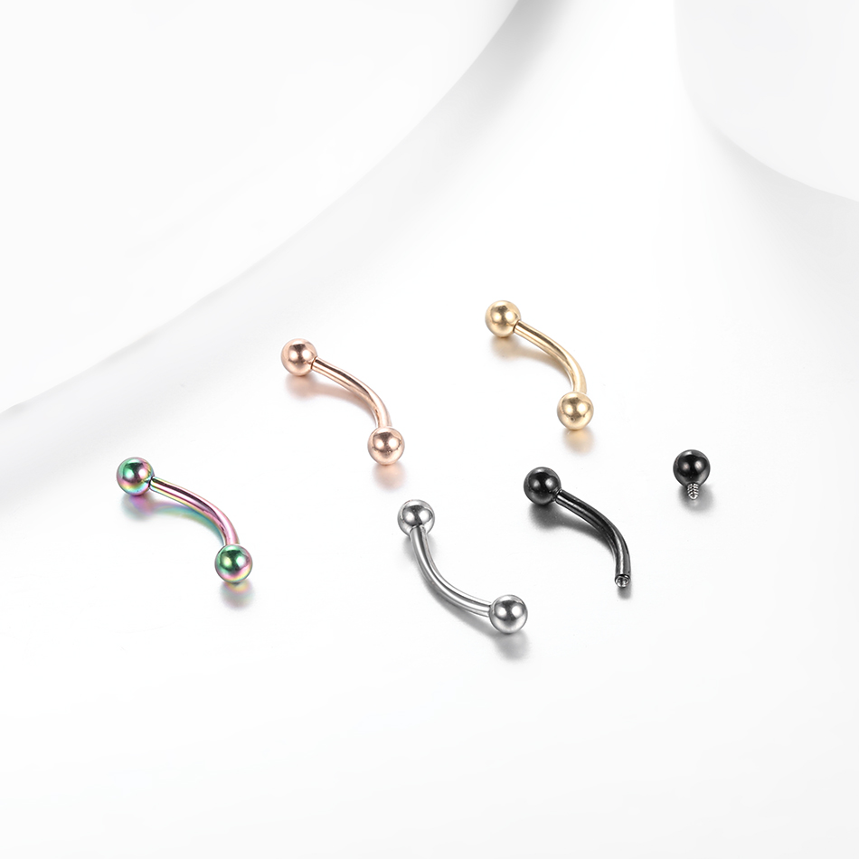 1PC ไทเทเนียมโค้ง Barbells ด้า - Zoor Body Jewelry บทวิจารณ์และราคา