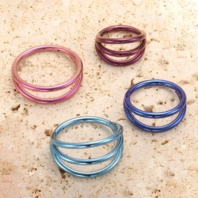 ASTM F136 ไทเทเนียม 3 ชั้นบานพ - Zoor Body Jewelry บทวิจารณ์และราคา