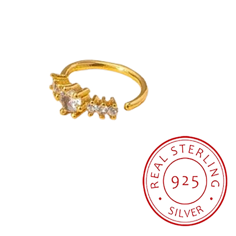 เรียบง่ายแถวเดียวเรขาคณิต S925 - Body Jewelry Materials บทวิจารณ์และราคา