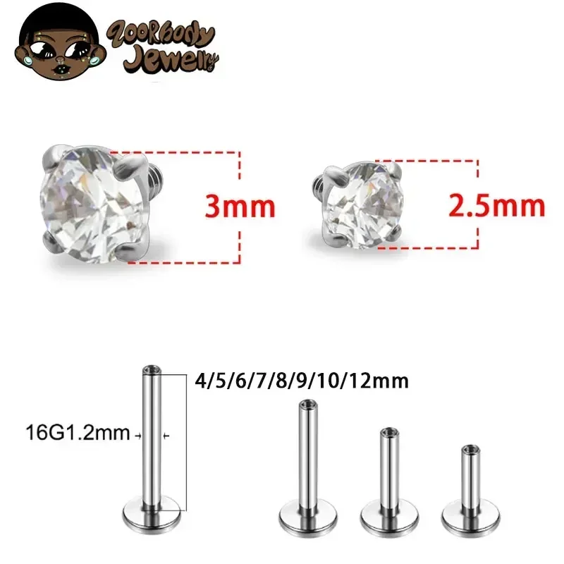 1 ชิ้น G23 ไทเทเนียมเจาะ CZ อั - Zoor Body Jewelry บทวิจารณ์และราคา