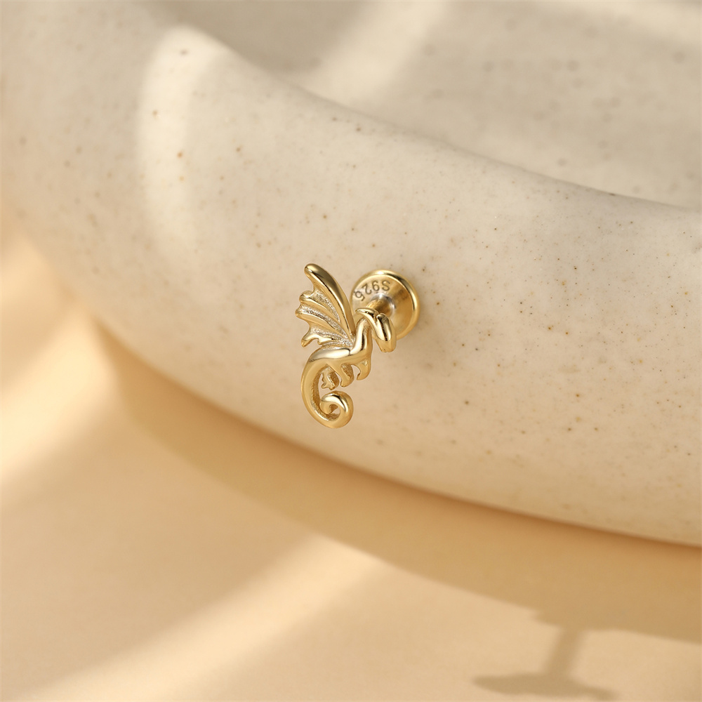 ต่างหูเงินแท้ 925 รูปมังกรบินป - Body Jewelry Ear Piercing บทวิจารณ์และราคา