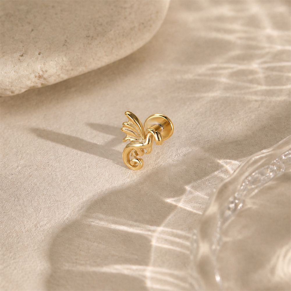 ต่างหูเงินแท้ 925 รูปมังกรบินป - Body Jewelry Ear Piercing บทวิจารณ์และราคา