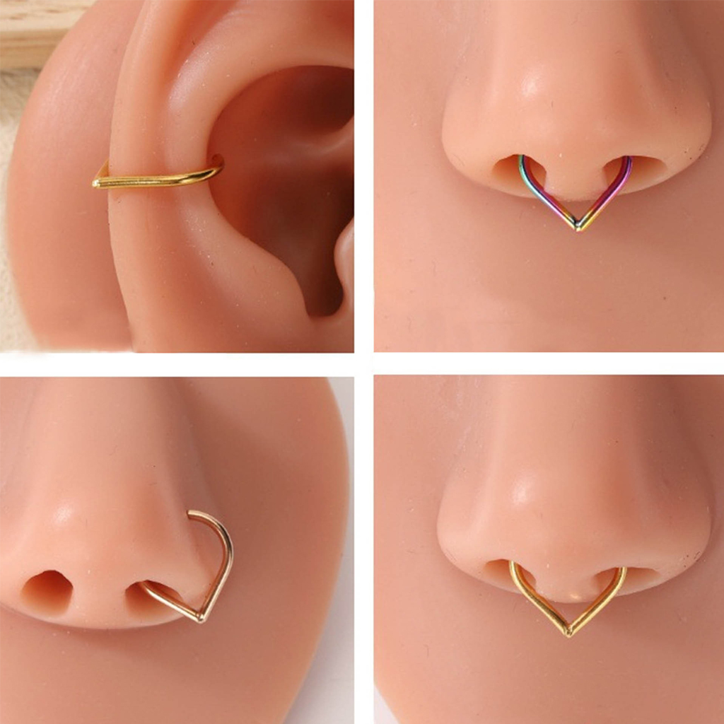 ชุดแหวนจมูกปลอมสแตนเลส 5 ชิ้น  - Body Jewelry Ear Piercing บทวิจารณ์และราคา