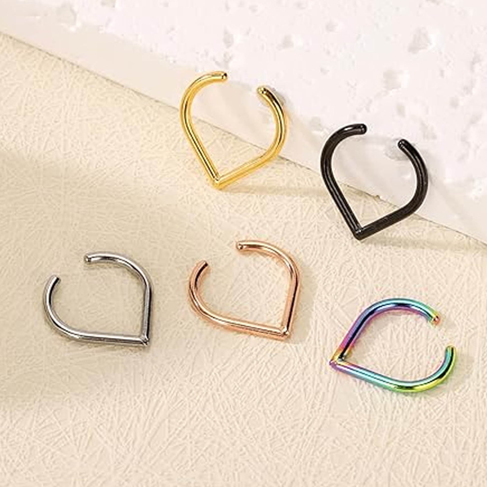 ชุดแหวนจมูกปลอมสแตนเลส 5 ชิ้น  - Body Jewelry Ear Piercing บทวิจารณ์และราคา