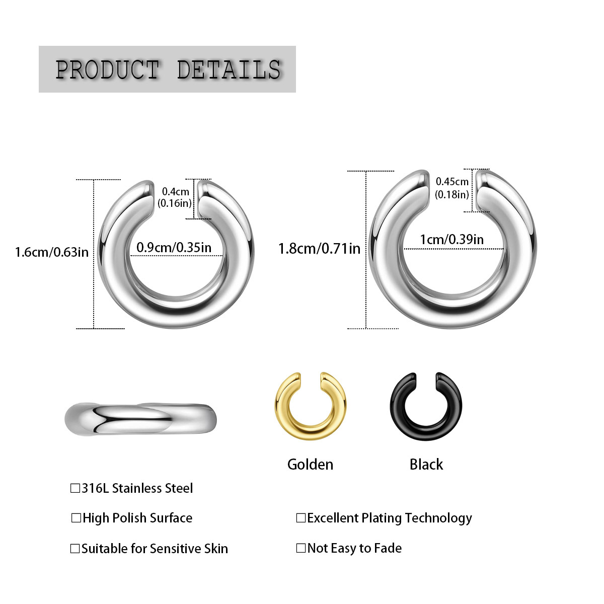 1 PC ยุ้ย C-Shaped Non-Piercin - Body Jewelry Ear Piercing บทวิจารณ์และราคา