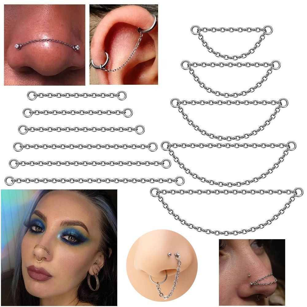 โซ่จมูกไทเทเนียมแฟชั่น โซ่คู่  - Body Jewelry Ear Piercing บทวิจารณ์และราคา