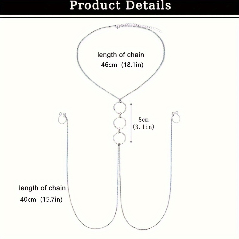 สร้อยคอสแตนเลสสีเงินพร้อมแหวนจ - Body Jewelry Nipple Chain บทวิจารณ์และราคา
