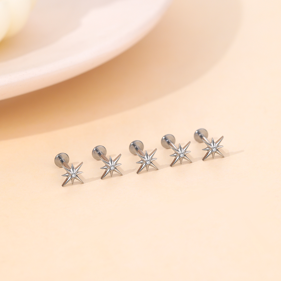 1 PC ไทเทเนียม EAR STUD กระดูก - Zoor Body Jewelry บทวิจารณ์และราคา
